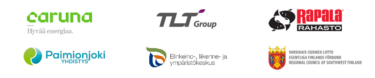 Logot: caruna, TLT, Rapala, Paimionjoki-yhdistys, Varsinais-Suomen ELY-keskus, Varsinais-Suomen liitto