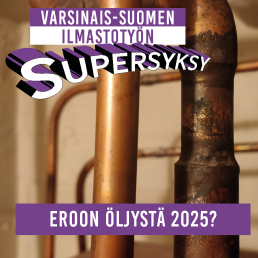 Kuvassa öljyputkia sekä tekstit: Varsinais-Suomen ilmastotyön supersyksy sekä 