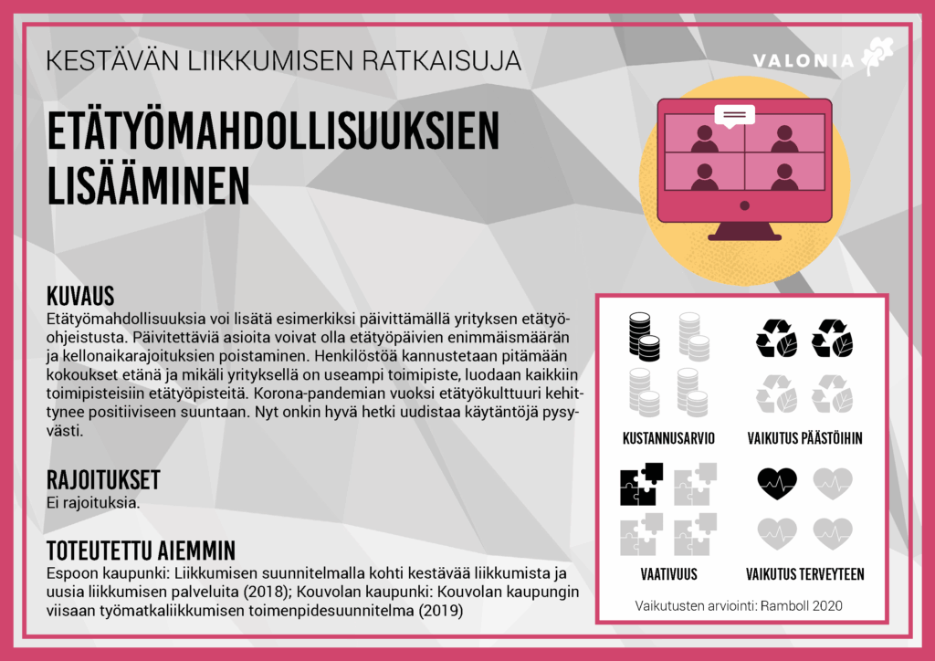 Infokortti: Etätyömahdolisuuksien lisääminen