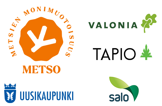 Logokollaasi: METSO - metsien monimuotoisuus, Valonia, Tapio, Uusikaupunki, Salo