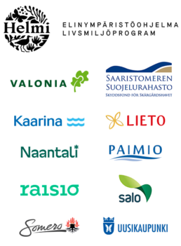 Logot: Helmi-elinympäristöohjelma, Valonia, Kaarina, Lieto, Naantali, Paimio, Raisio, Salo, Somero, Uusikaupunki, Saaristomeren suojelurahasto