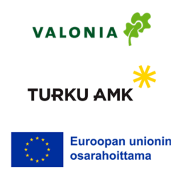 Logot: Valonia, Turku AMK, EU-lippu 