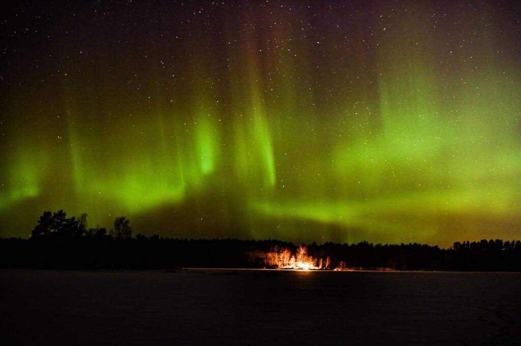Revontulet kuvattu Pyhärannassa.
