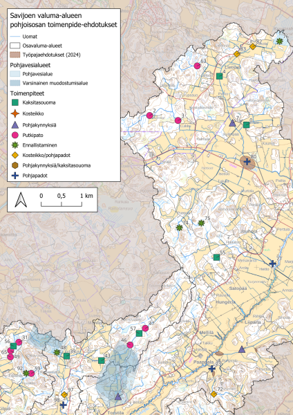 Savijeon valuma-alueen yleissuunnitelman pohjoisen osan karttakuva