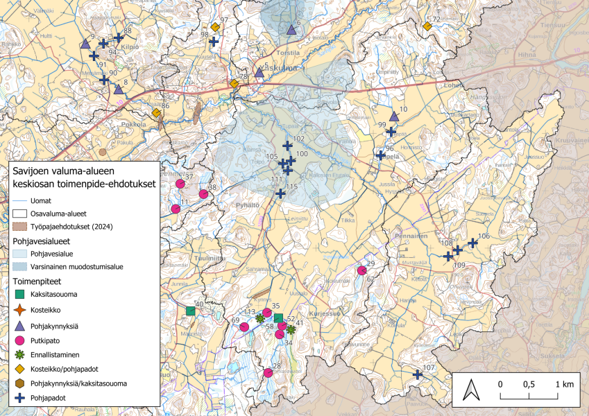 Savijeon valuma-alueen yleissuunnitelman keskiosan karttakuva